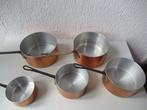 Pan - 5 Koperen pannen - Koper - koperen pannen, Antiek en Kunst
