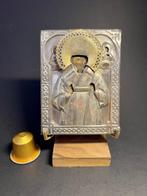 Icoon - Nikolaas de Wonderdoener - Hout, Zilver, Antiek en Kunst