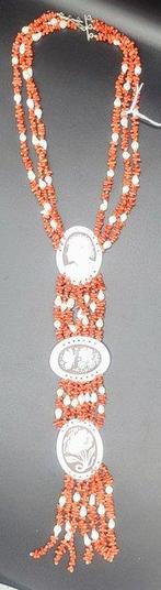 Corail rouge Corail - Collier corallo perle e cammeo (Sans, Verzamelen