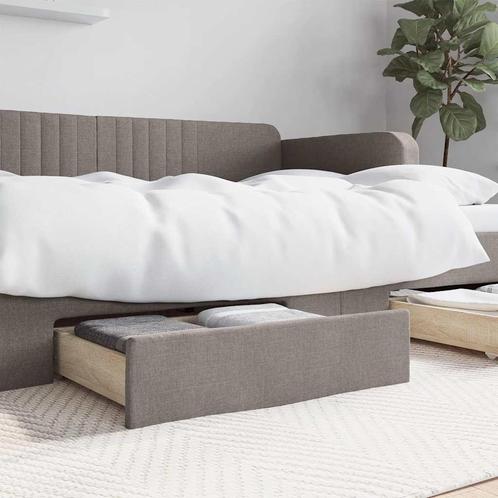 vidaXL Bedlades 2 st bewerkt hout en stof taupe, Huis en Inrichting, Slaapkamer | Bedden, Nieuw, Verzenden