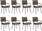 Set van 8 Bruine leren industriële design eetkamerstoelen -, Nieuw, Vijf, Zes of meer stoelen, Leer, Ophalen of Verzenden