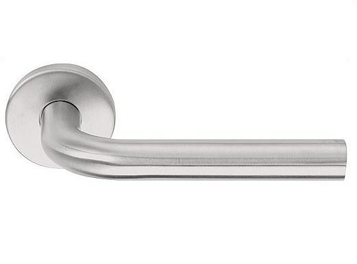 Deurkruk Martijn op ronde rozet RVS, Doe-het-zelf en Bouw, Hang- en Sluitwerk, Ophalen of Verzenden