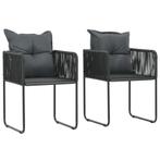 vidaXL Tuinstoelen 2 st met kussens poly rattan zwart, Tuin en Terras, Tuinstoelen, Verzenden, Nieuw