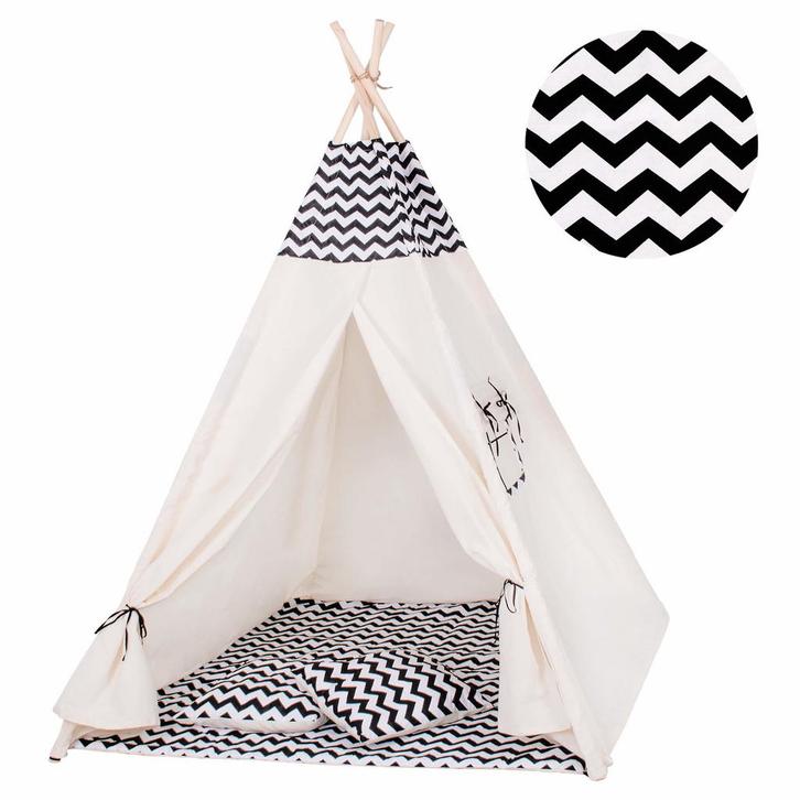 Natuurlijke katoenen Tipi speeltent met grenen frame - In..., Kinderen en Baby's, Speelgoed | Speeltenten, Nieuw, Ophalen of Verzenden