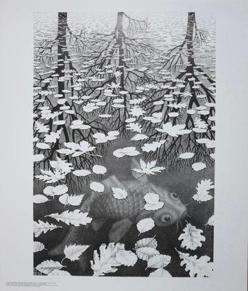 M.C. Escher - Original offset poster - Three worlds
