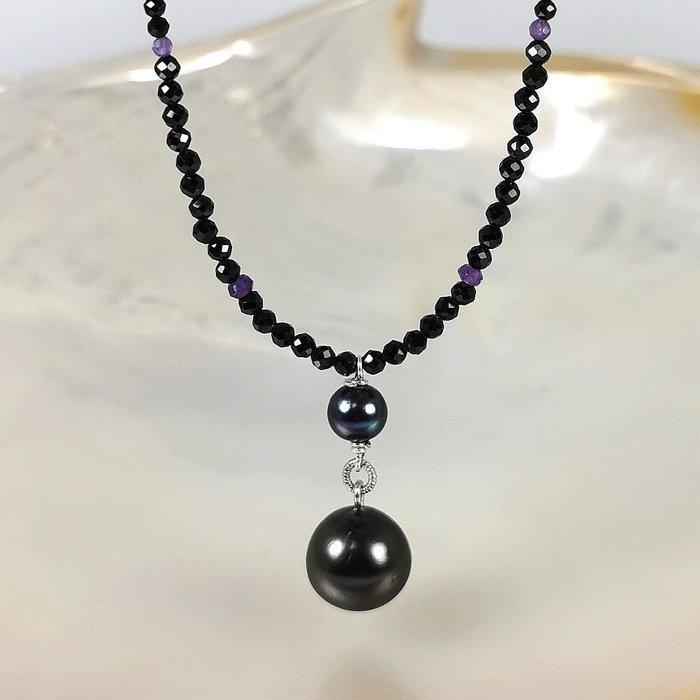 Collier Argent Perle - Perle - Tahiti Ø12,7mm spinelles, Bijoux, Sacs & Beauté, Colliers