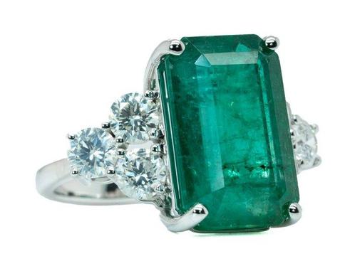 Sans Prix de Réserve - Bague - 14 carats Or blanc, Vert, Handtassen en Accessoires, Ringen