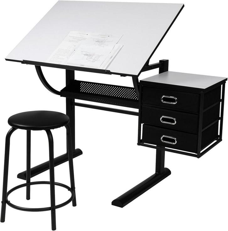 MIADOMODO® Tekentafel met kruk - tafelblad traploos kantelba, Huis en Inrichting, Overige Huis en Inrichting, Verzenden