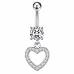 Fako Bijoux® - Navelpiercing - Hart Met Strass - Kristal -, Handtassen en Accessoires, Piercings, Verzenden, Nieuw