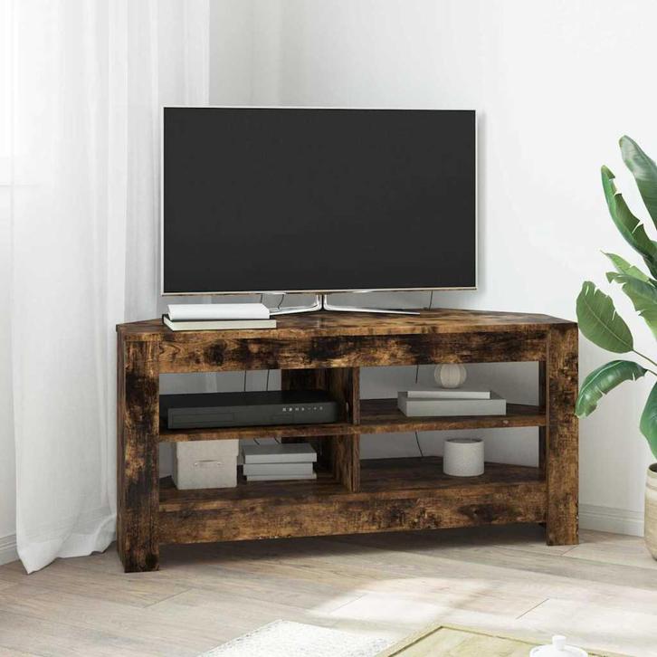 vidaXL HoekTVKabinet Rook Eiken 102 x 40,5 x 45 cm Bewerkt, Huis en Inrichting, Kasten |Televisiemeubels, Nieuw, Verzenden