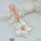 Koraal - Zilver - Oorbellen - Roze koraal, moerperla, Antiek en Kunst