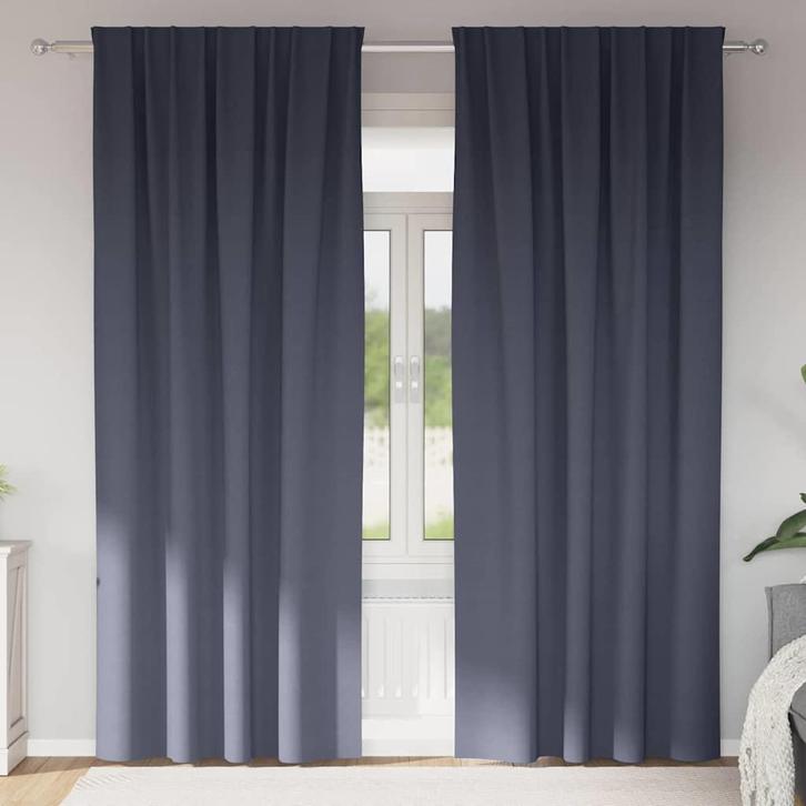 vidaXL Gordijnen met gordijnen 2 pcs Antraciet 225x140cm, Huis en Inrichting, Stoffering | Gordijnen en Lamellen, Nieuw, Verzenden