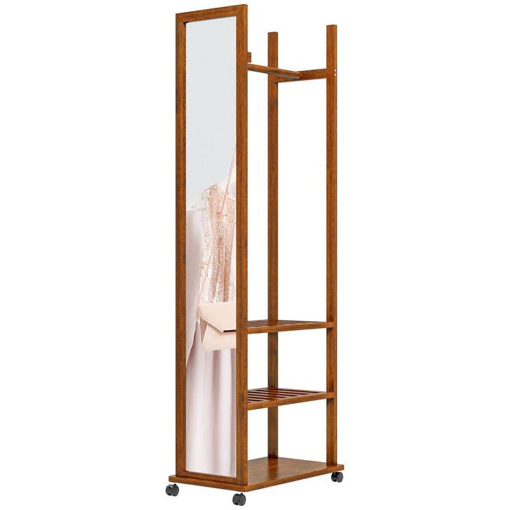 Kledingrek - Wieltjes - Walnootkleurig, Huis en Inrichting, Woonaccessoires | Spiegels, Nieuw, Ophalen of Verzenden