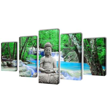 vidaXL Canvas muurdruk set buddha 200 x 100 cm, Verzenden