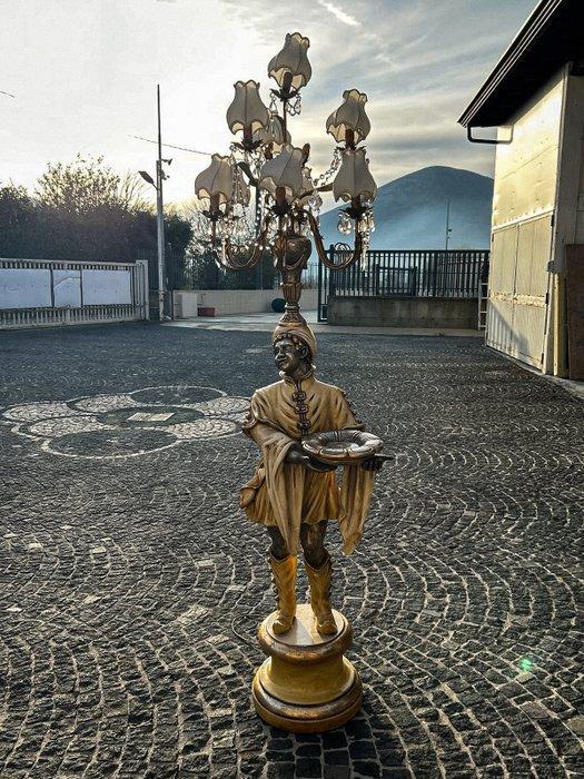 Candelabra vloerlamp - Hout, Brons, Kristal, Antiquités & Art, Antiquités | Meubles | Chaises & Canapés