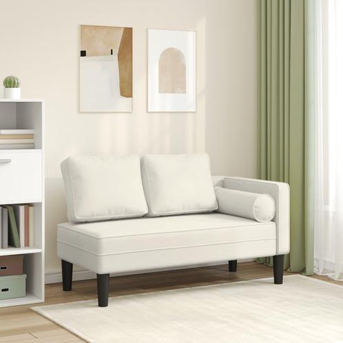 vidaXL Chaise longue met kussens fluweel crèmekleurig, Huis en Inrichting, Zetels | Zetels en Chaises Longues, Nieuw, Verzenden
