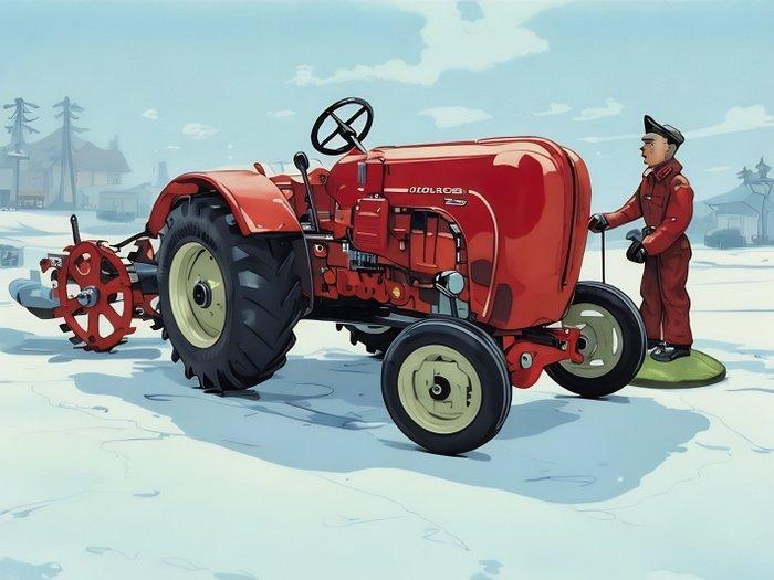 Kovap - Porsche Diesel Master, monteurfiguur en ploeg, in, Antiek en Kunst, Antiek | Speelgoed