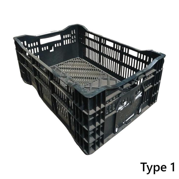 Kunststof krat 600x400x240mm zwart geperforeerd gebruikt, Bricolage & Construction, Casiers & Boîtes, Enlèvement ou Envoi