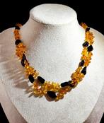 Dubbele streng Baltische barnsteenketting – Gouden chips met