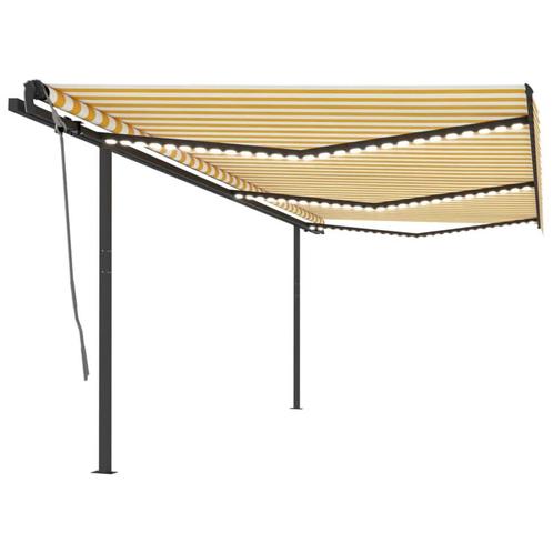 vidaXL Luifel automatisch met LED en windsensor 6x3 m geel, Tuin en Terras, Zonneschermen, Nieuw, Verzenden