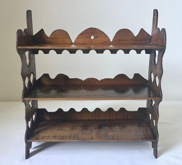 Arts & Crafts - Étagère - in uitgestoken hout met 3, Antiek en Kunst, Curiosa en Brocante