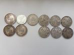 België. Lot van 11 munten: 9 x 500 Francs, 2 x 250 Francs,, Postzegels en Munten