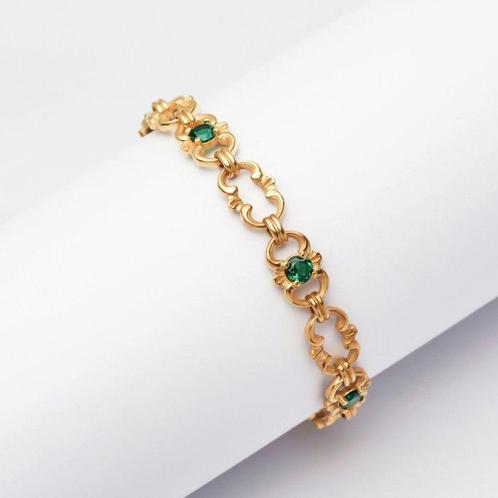 Zonder Minimumprijs - Armband - 14 karaat Geel goud, Zilver, Handtassen en Accessoires, Armbanden