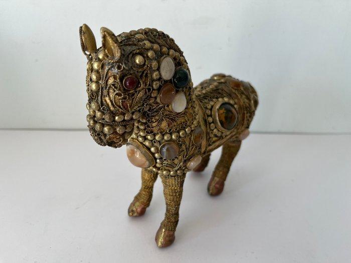 sculptuur, Cheval artisanal - 17 cm - koper, messing en, Antiek en Kunst, Kunst | Niet-Westerse kunst