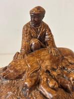 Sculpture, Boer met varkens - 9.5 cm - Pierre, Antiek en Kunst