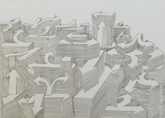 Jean-Michel Folon (1934-2005) - Sans-titre - Eau-forte, Antiek en Kunst, Antiek | Overige Antiek