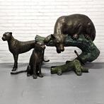 sculptuur, Luipaard met stel jongen - 90 cm - Brons