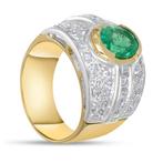 Ring - 18 karaat Geel goud, Witgoud -  2.11ct. tw. Smaragd -