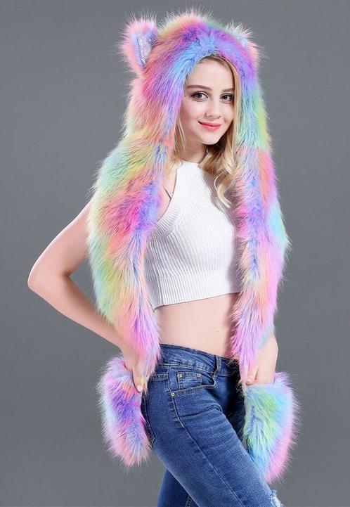 Hood Lila Tye Die Pastel Regenboog Wolf Beer Muts met Sjaal, Kleding | Dames, Hoeden en Petten, Nieuw, Ophalen of Verzenden