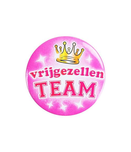 Button Vrijgezellen Team Vrouw 5,5cm, Hobby en Vrije tijd, Feestartikelen, Nieuw, Verzenden