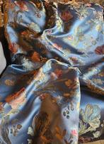 TESSUTO San Leucio bloemmotief BLAUW duif en GOLDKLEURIG, Antiek en Kunst