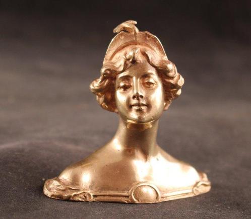 Art Nouveau - Buste, Buste jongedame - 6.5 cm - Bronze, Antiquités & Art, Art | Objets design
