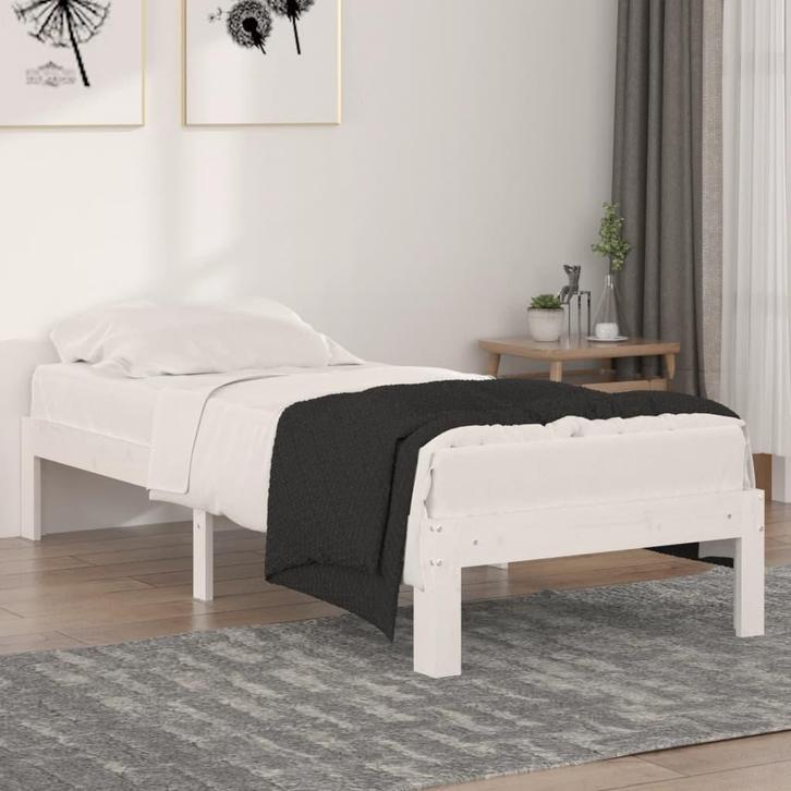 vidaXL Bedframe massief hout wit 75x190 cm, Huis en Inrichting, Slaapkamer | Bedden, Nieuw, Verzenden