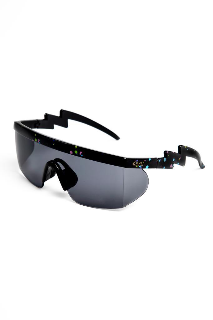 Skibril Zonnebril Zwart Montuur Zwarte Glazen Foute Ski Bril, Hobby en Vrije tijd, Feestartikelen, Nieuw, Ophalen of Verzenden