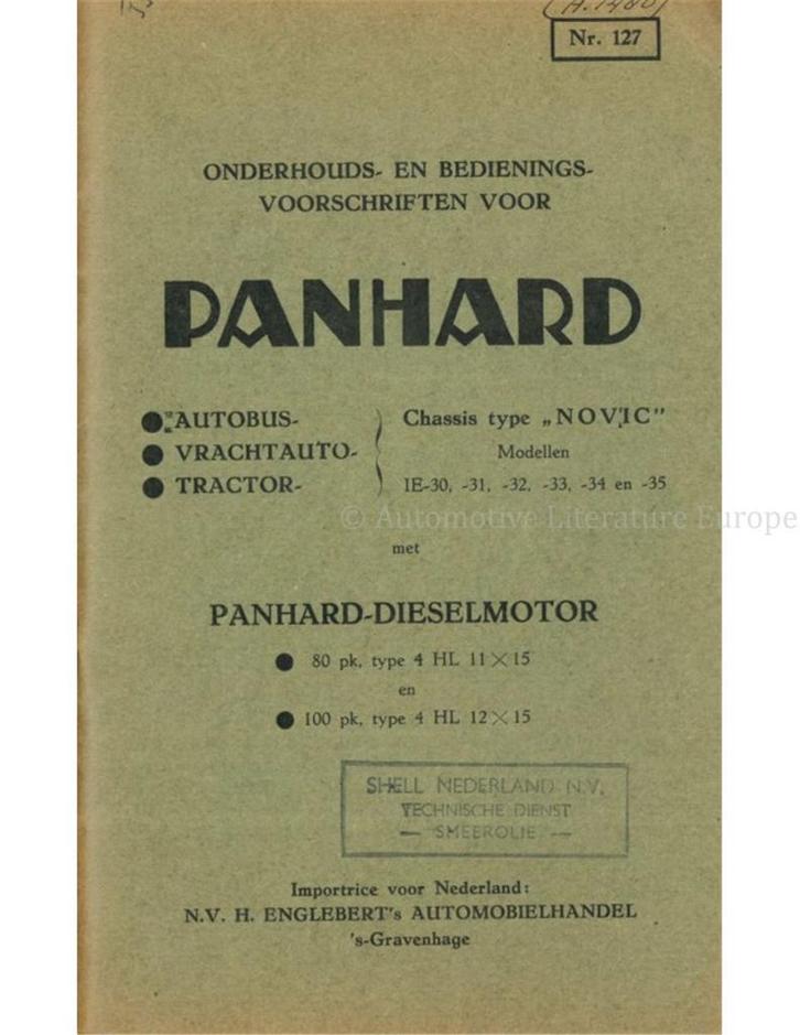 1949 PANHARD DIESELMOTOR INSTRUCTIEBOEKJE NEDERLANDS, Auto diversen, Handleidingen en Instructieboekjes, Ophalen of Verzenden