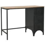 vidaXL Bureau 100x50x76 cm massief vurenhout en staal, Verzenden