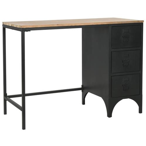 vidaXL Bureau 100x50x76 cm massief vurenhout en staal, Maison & Meubles, Bureaux, Envoi