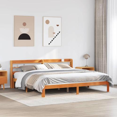 vidaXL Cadre de lit sans matelas cire marron 180x200cm, Maison & Meubles, Chambre à coucher | Lits, Neuf, Envoi