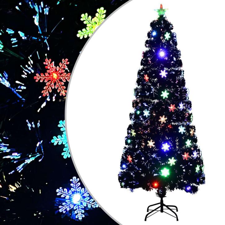 vidaXL Kerstboom met LED-sneeuwvlokken 210 cm glasvezel, Diversen, Kerst, Nieuw, Verzenden