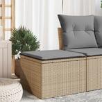 vidaXL Tuinkruk met kussen 55x55x37 cm poly rattan beige, Verzenden, Nieuw
