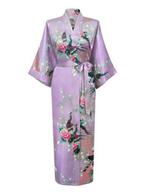KIMU® Kimono Lila Maxi M-L Yukata Satijn Lang Lange Lichtpaa, Nieuw, Ophalen of Verzenden