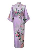 KIMU® Kimono Lila Maxi M-L Yukata Satijn Lang Lange Lichtpaa, Ophalen of Verzenden
