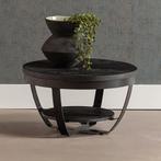 Salontafel Mangohout Rond Maeve 65 Zwart, Verzenden
