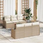 vidaXL Tuinbank Set 7 pcs Beige en wit, Tuin en Terras, Verzenden, Nieuw