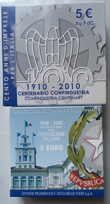 Italië. 5 Euro 2008/2010 Confindustria + Costituzione (2, Postzegels en Munten, Munten | Europa | Euromunten