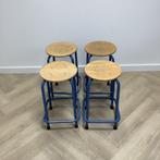 complete set 4x schoolkruk,  zithoogte 55 cm,  beuken -, Huis en Inrichting, Barkrukken, Gebruikt, Hout